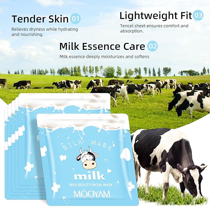 Goat Milk Facial Mask for Women,Hydrating Face Mask Sheet Home SPA,Moisturizing Face Sheet Mask for Dry,Oily,Sensitive Skin 25ml（5Pack）