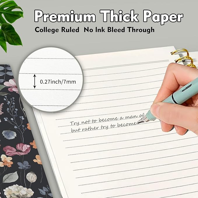 Cute Spiral Notebook, Journal for Women, Hardcover Spiral Journal, 5.5 x 8.3 Inches, 120 Pages,100gsm Paper, for Gifts Nurse Teacher Women Office Supplies(Watercolor Flower)