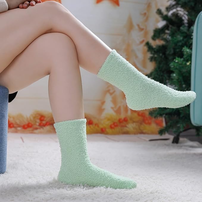 LINEMIN Womens Fuzzy Socks Cozy Fluffy Winter Warm Slipper Socks Microfiber Soft Home Sleeping Socks