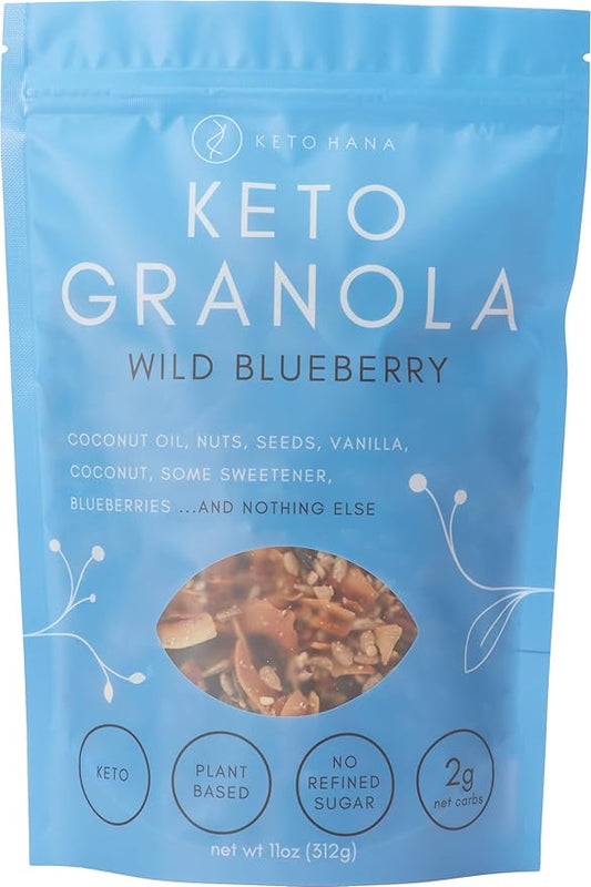 Keto Hana Wild Blueberry Keto Granola Keto Diet Vegan Grain Free Dairy Free Plant Based No Refined Sugars Gluten Free 2g Net Carbs Breakfast Cereal - 11oz