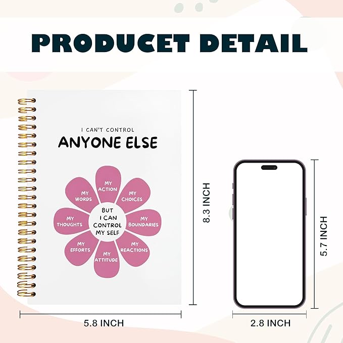 BearCake Notebook Journal, Blue Floral Notebook for Women,Journal for Women, Aesthetic Office Supplies Hardcover Spiral Notebook 5.5x8.3 641