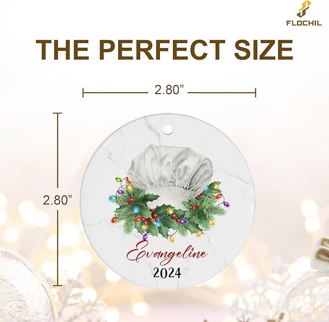 FLOCHIL Personalized Chef Christmas Ornament, Custom With Name, Gifts for Chefs