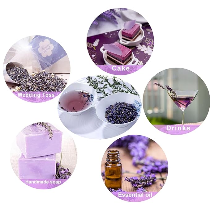 TIAN HU SHAN Dried Lavender Flower Buds, Culinary Food Grade for Baking, Fresh Fragrance, 4 Ounce, Caffeine Free Suger Free Vegan Herbal Tea, Packing in Bulks