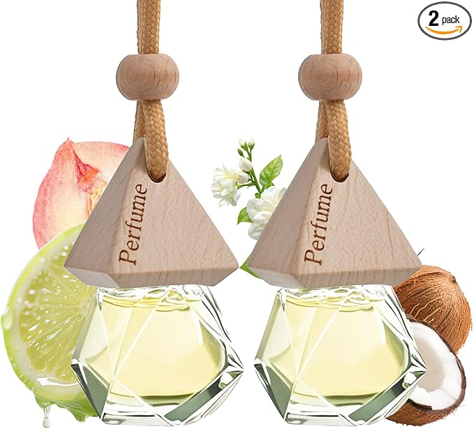 Car Air Freshener Hanging Diffuser – Long-Lasting Essential Oil Scent (Up to 60 Days) – Non-Toxic & Eco-Friendly – 2-Pack Auto Fresheners Made in USA