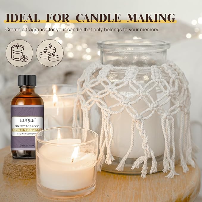 EUQEE Sweet Tobacco Fragrance Oil 2.02 Fl oz Fragrance Essential Oil with Glass Dropper for Diffuser, Aromatherapy, Soap Making (60ml)