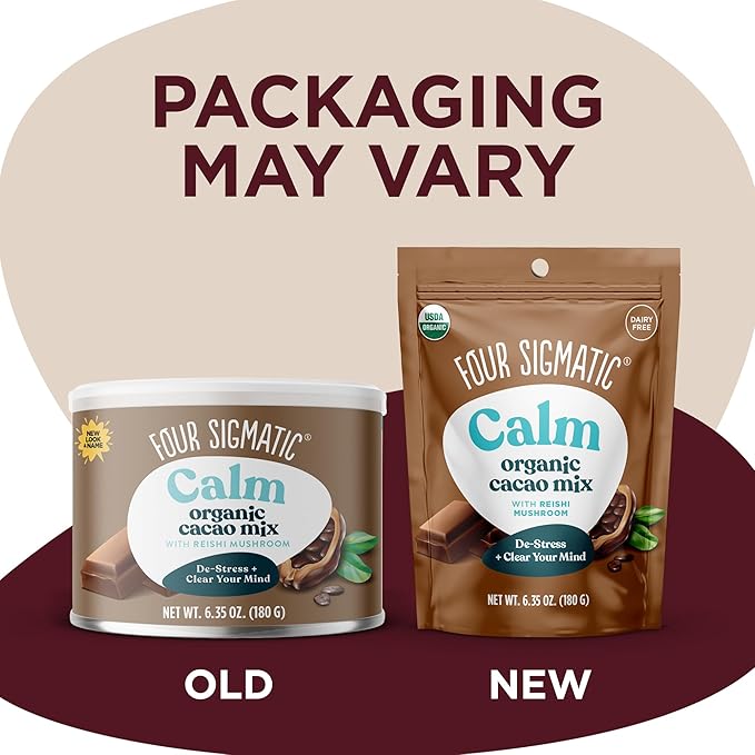 Four Sigmatic Mushroom Hot Cacao Mix with Reishi | Organic Reishi Mushroom with Cacao Powder | Stress Relief & Sleep Support | Vegan, Gluten-Free & Dairy-Free | 30 Serving Can