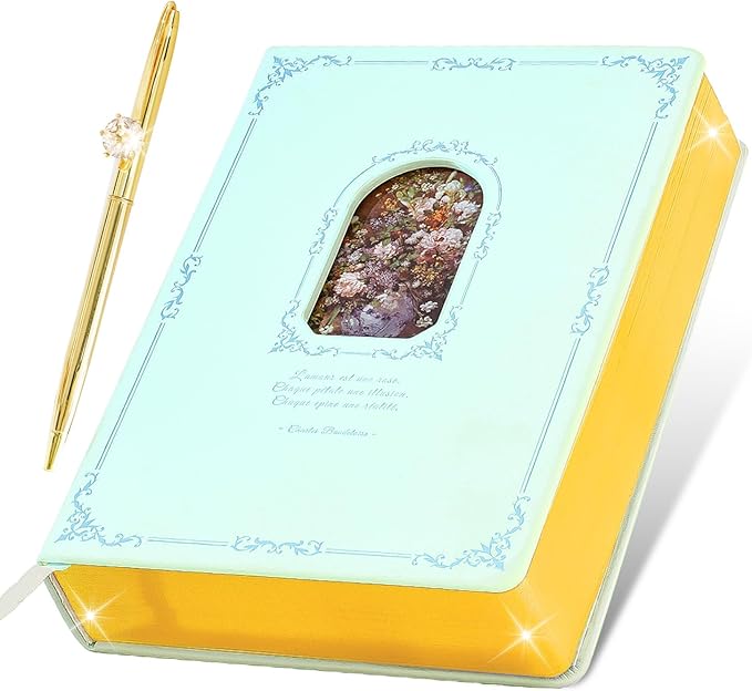 Thick Journal for Women & Girls, 360 Pages A5 Writing Journaling Notebook with Paintings, Women Journal for Writing, Vintage Journal with Gift Box & Pen for Girls Gift Ideas (Ice Blue)