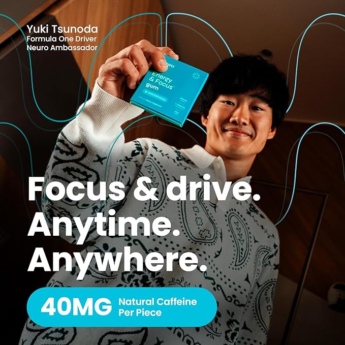 NeuroGum Energy & Focus Gum (54 Count-6 Pack, Wintergreen) | 40mg Natural Caffeine + L-Theanine + Vitamin B12 & B6 + Xylitol | Sugar Free Nootropic Cognitive Brain Performance Supplement