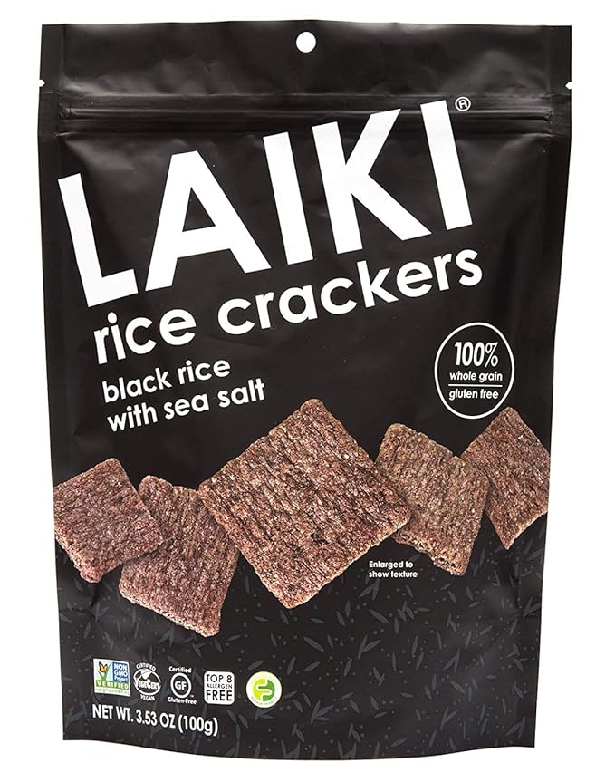 LAIKI Black Rice Crackers Combo | Gluten-free Healthy Snack | Vegan Savour Snack | NON-GMO Certified | Flavorful Snack | Diabetic Friendly | 100% Wholegrain | 12 Packs of 21 grams with 1 pack of 3.53