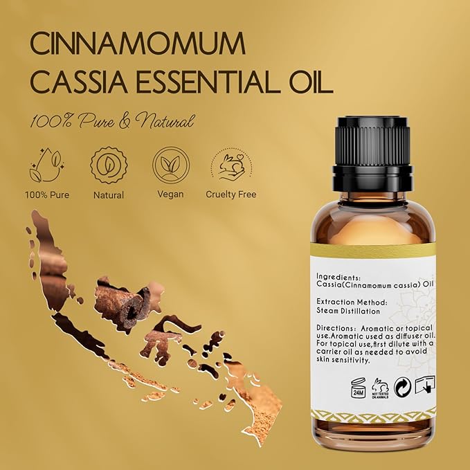 Cassia Cinnamon Bark Essential Oil for Room Spray, Diffuser, DIY Home Crafts - 1 Oz