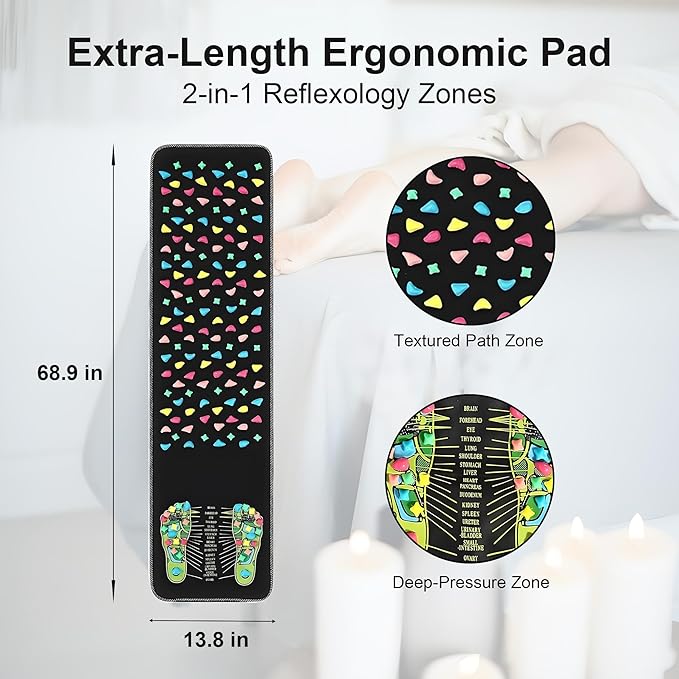 Foot Massage Mat,Reflexology Foot Pressure Point Mat,Acupressure Mat for Feet Relaxes(68.9 x 13.78 Inches)