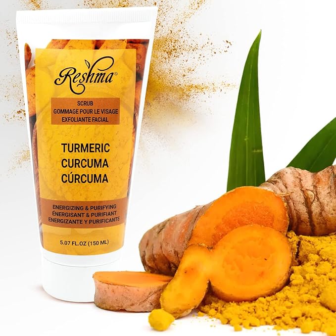 Reshma Beauty Turmeric Scrub, Dual Action Cleanser Face & Body Scrub, Gentle for All Skin Types and Dull Skin, Hydrating and Exfoliating, Enhances Natural Glow, Cruelty-Free, 5.07 oz, Pack of 1