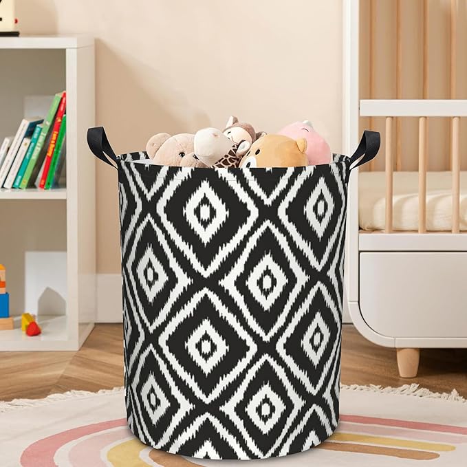 Laundry Basket Black Diamond Laundry Basket Oxford Cloth Laundry Hamper Large Storage Baskets Toy Organizer Tote Bag For Bedroom Clothes Bathroom 17.3(H) x16.5(D) Inch