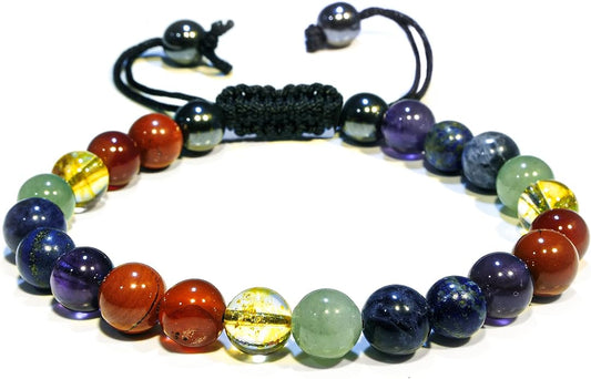 Energy Protection Crystal Handmade Adjustable Bead Bracelet Perfect for Men, Women’s Gift - Gemstone Healing Stretch Bracelet Pulsera Para Hombre Mujer Stocking Stuffer