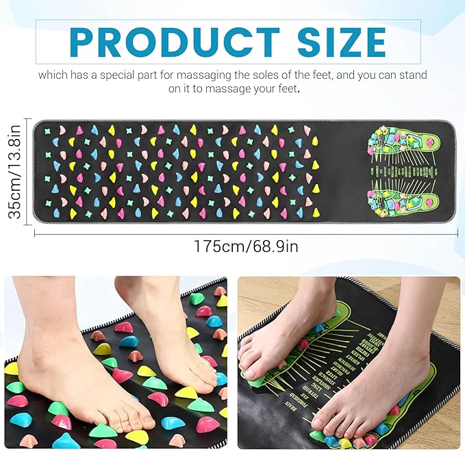 Foot Pressure Point Mat, Foot Matt Pressure Points, 2 in 1 FootMassager Pad, Dismountable Acupressure Mats, Acupressure Tool for Relaxation (Black)