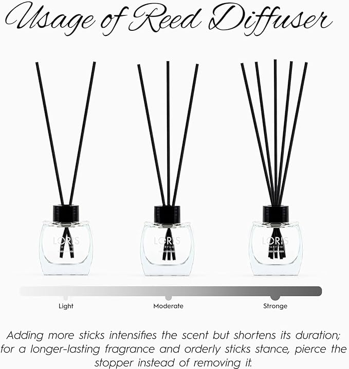Loris Reed Diffuser - Patchuli&Bergamot - Aromatic Home Fragrance with Natural Essential Oils, 4.06 fl oz/120 mL – Long‑Lasting, Non‑Toxic, Gift Ready Scented Diffuser with Sticks for Room & Bathroom
