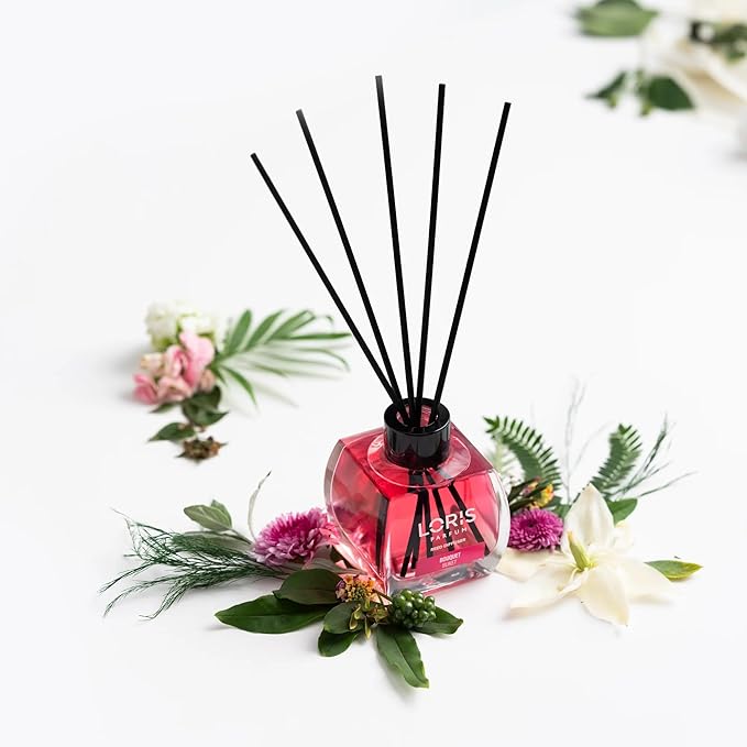 Loris Reed Diffuser -Bouquet- Aromatic Home Fragrance with Natural Essential Oils, 4.06 fl oz/120 mL – Long‑Lasting, Non‑Toxic, Gift Ready Scented Diffuser with Sticks for Room & Bathroom