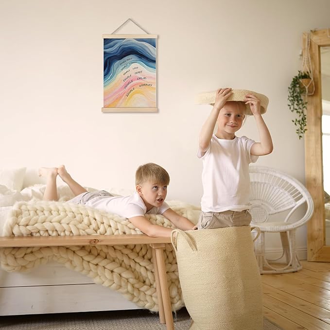 Exqcom Inhale Exhale Mental Health Wall Decor, Mental Health Wall Art Poster, Therapy Office Decor, Inspirational Posters for Classroom School Counselor Counseling Therapy Office, 12x16 Inches