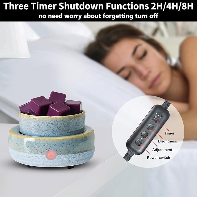 Candle Wax Melt Warmer with Timer Ceramic Electric Wax Melt 4-in-1 Oil Burner Adjusting Temperature Fits Yankee Large Jar Scented Candle for Home Decor Birthday Gifts for Women Mom Grandma Girls