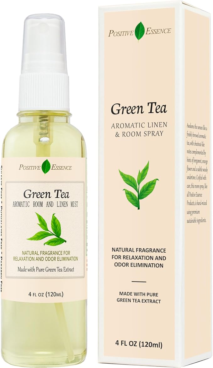Green Tea Linen and Room Spray, Natural Air Freshener Made with Pure Green Tea Extract, Bathroom Air Freshener or Calming Pillow Spray