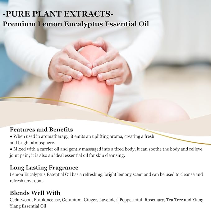 EUQEE Lemon Eucalyptus Essential Oil Pure Lemon Eucalyptus Oil, Large Capacity Essential Oil with Glass Dropper for Diffuser, Candle Making - 118ml / 4 Fl.Oz
