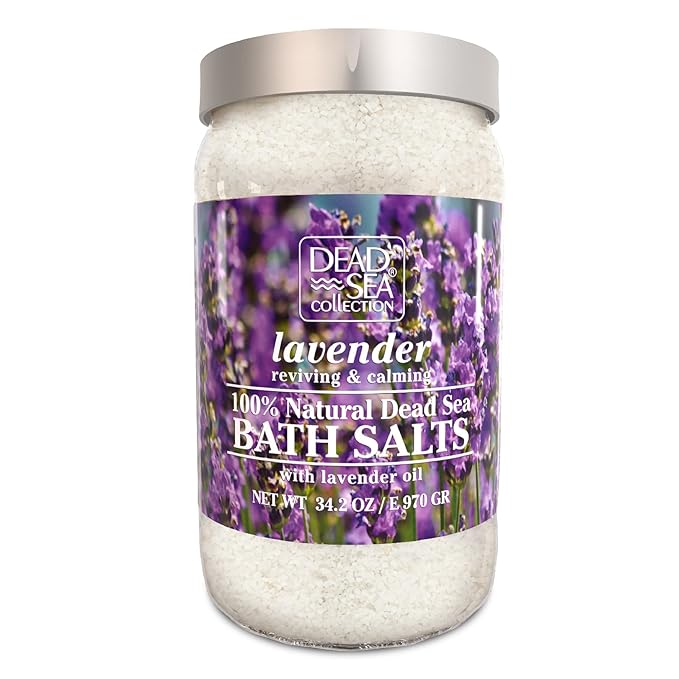 Dead Sea Collection Bath Salts with Lavender – Pure Dead Sea Salt and Lavender Oil - Nourishing Soothing and Relaxing Skin and Muscle – 34.2 Oz