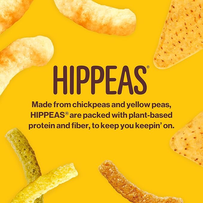 Hippeas Chickpea Puffs, Vegan Nacho Vibes, 0.8 Ounce (Pack of 18), 3g Protein, 2g Fiber, Vegan, Gluten-Free, Crunchy, Plant Protein Snacks