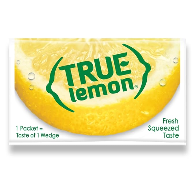 TRUE LEMON Water Enhancer, Bulk Dispenser, 100 Count (Pack of 1), 0 Calorie Drink Mix Packets For Water, Sugar Free Lemon Flavoring Powder Packets