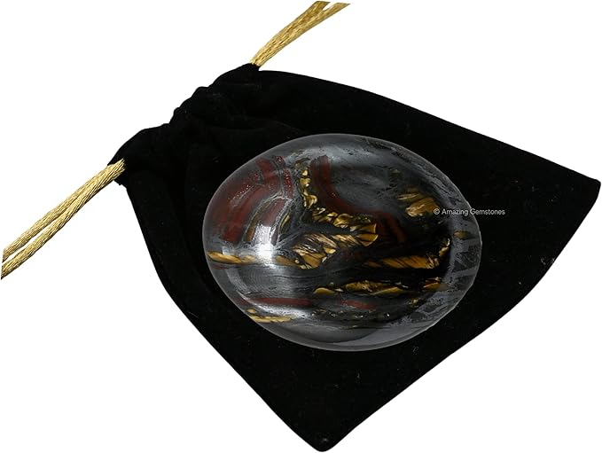 Amazing Gemstone Iron Tiger Eye Crystals and Healing Stones - Large Palm Stone Crystals Piedra - Crystal for Good Luck, Balanced Positive Energy, Meditation - Unique Stocking Stuffers, Gifts for Women