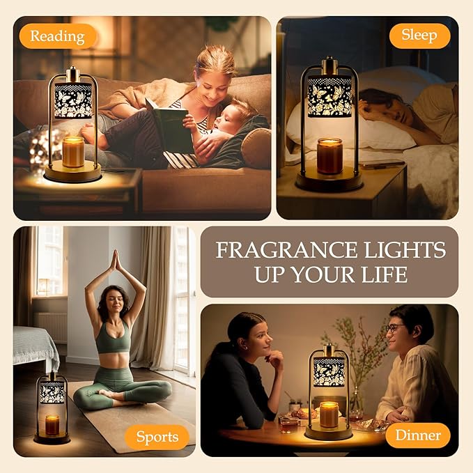 Candle Warmer Lamp Electric with Timer: Wax Melts Warmer - Dimmable Candle Warmer with Replacement Bulbs, Bedroom Home Decor Compatible with Various Candles