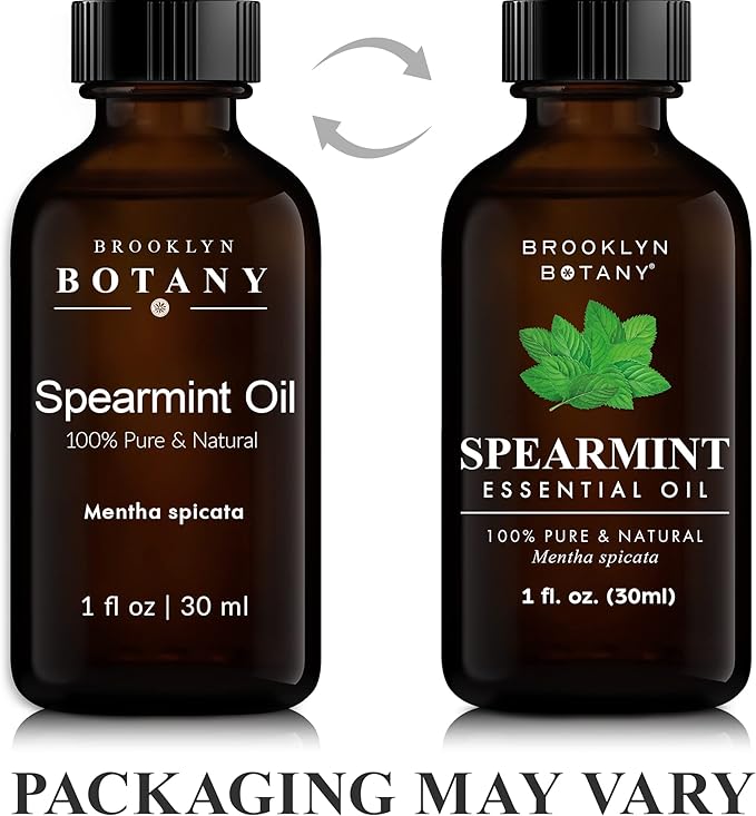 Brooklyn Botany Spearmint Essential Oil - 100% Pure and Natural - Premium Grade Oil with Dropper - for Aromatherapy and Diffuser - 1 Fl Oz