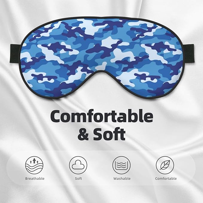 Abstract Blue Camouflage Sleeping Eye Mask Eye Mask for Sleeping Soft Comfort Eye Shade Blackout Eye Cover for Deep Rest Travel Nap Meditation
