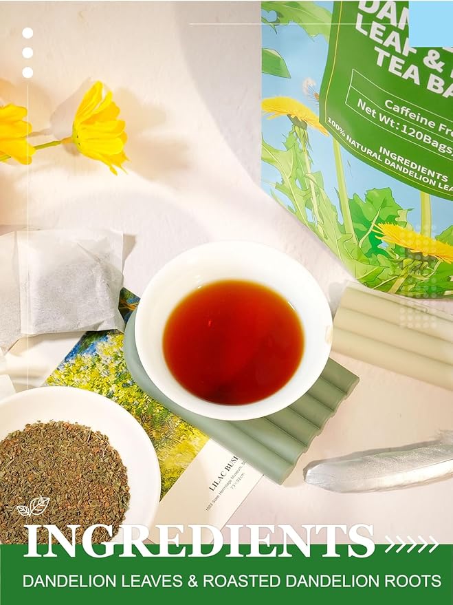 HYNTMYT Dandelion Leaf & Root Tea, Natural Roasted Dandelion Root, Mild & Earthy Taste, Caffeine Free, 120 Count