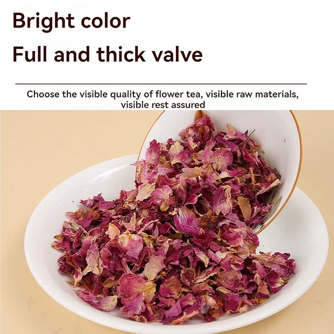 Dried Rose Petals 2.82oz/80g，Edible Rose Petals ，Excellent for cappuccino and cakes. Salad, dessert, tea，Baking，nougat