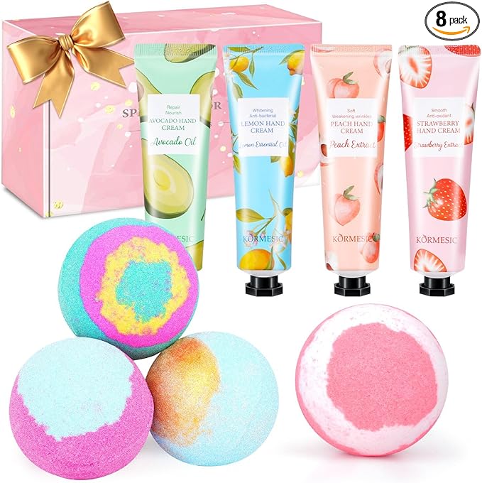 Gifts for Women, Bath Sets for Women Gift, Teacher Appreciation Gifts, Nurse Gifts, Bath Bombs and Hand Lotion Set, Bridesmaid Birthday Gifts, Self Care Gifts for Corworkers