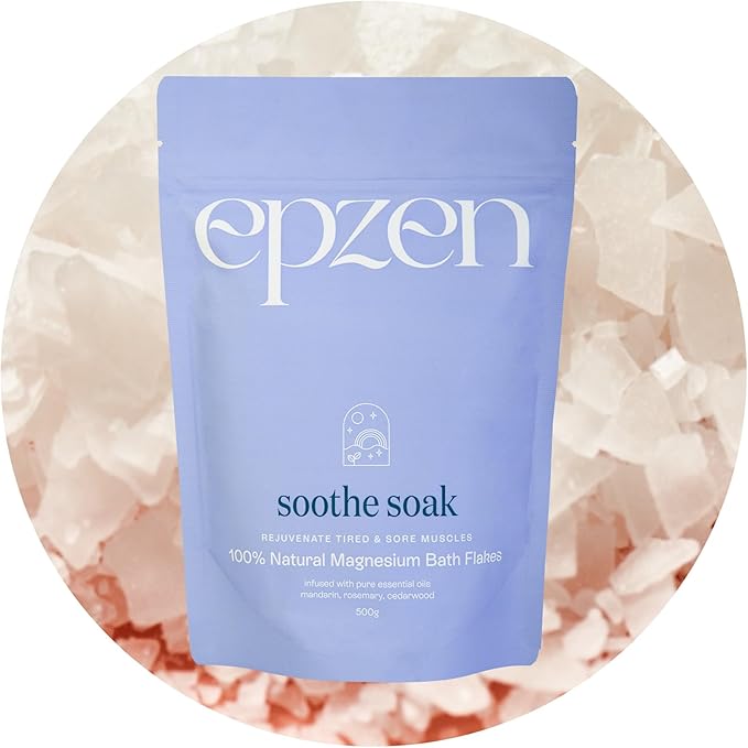 epzen Natural Magnesium Bath Flakes, Essential Oils, Rosemary, Magnesium Chloride, Paraben & Sulfate Free, Cruelty Free, 17.6oz