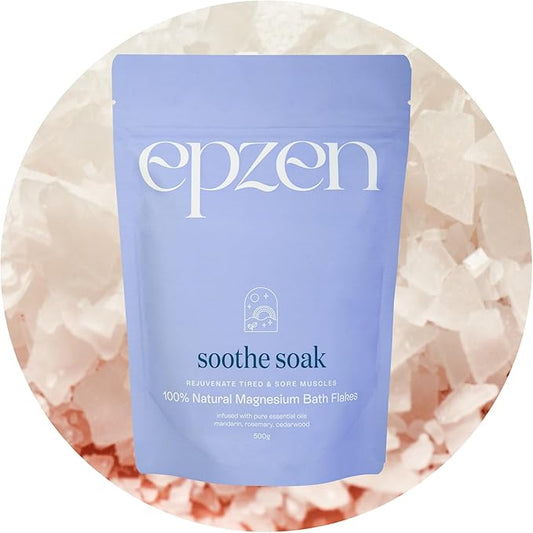 epzen Natural Magnesium Bath Flakes, Essential Oils, Rosemary, Magnesium Chloride, Paraben & Sulfate Free, Cruelty Free, 17.6oz