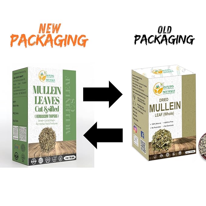 Herbs Botanica Mullein Leaf Tea Loose Leaves Mullein Herb Mullen Respiratory Health, Skin Health, Supports Digestive Health Soothing Sore Throats 4 oz