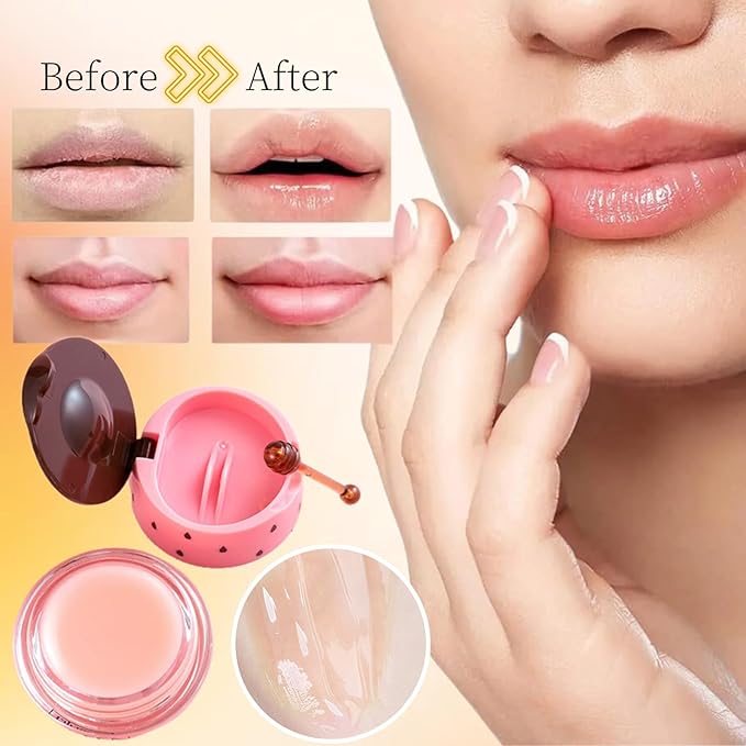 8PCS Bee Lip Balm Honey Pot - Lip Sleeping Mask - Lip Gloss for Women - Lip Mask Overnight Gift Set - Tinted Lip Balm - Easter Gifts - Honey,Cherry,Strawberry,Apple Lime,Watermelon,Mint,Coconut,Peach