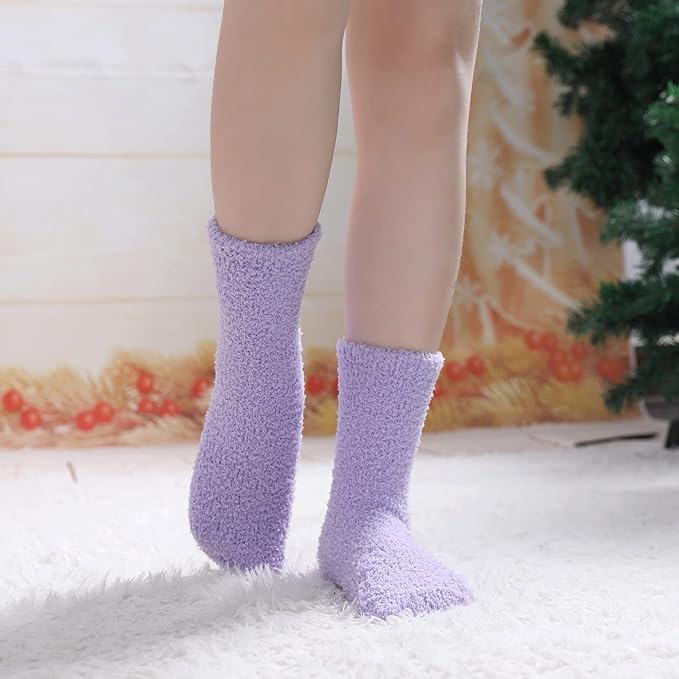 LINEMIN Womens Fuzzy Socks Cozy Fluffy Winter Warm Slipper Socks Microfiber Soft Home Sleeping Socks