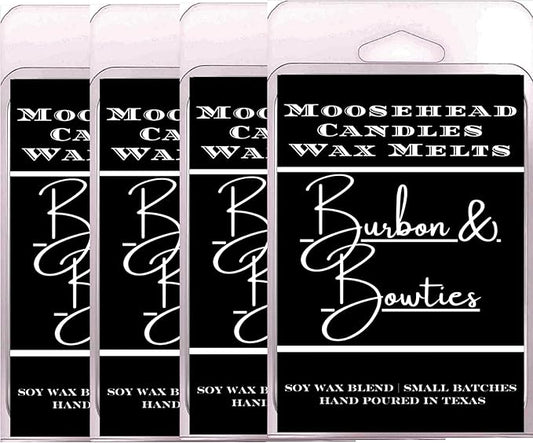 Bow Ties & Bourbon Wax Melts 4 Pack – Sophisticated and Smooth Bourbon Scented Wax Melts, Long-Lasting Soy Wax for Home and Office, Luxurious Masculine Fragrance, for Men