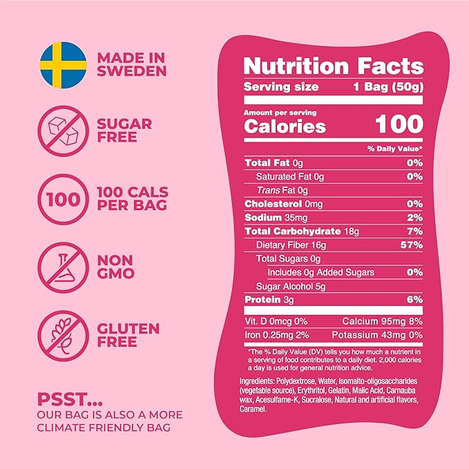 Pandy Swedish Candy Sugar Free Candy Sour Cola 14 Bags - Swedish Candy Mix - Keto Gummy Candy - Diet Candy Healthy Snacks Low Calories Sour Sweets Cola Flavour 14 x 1.8oz