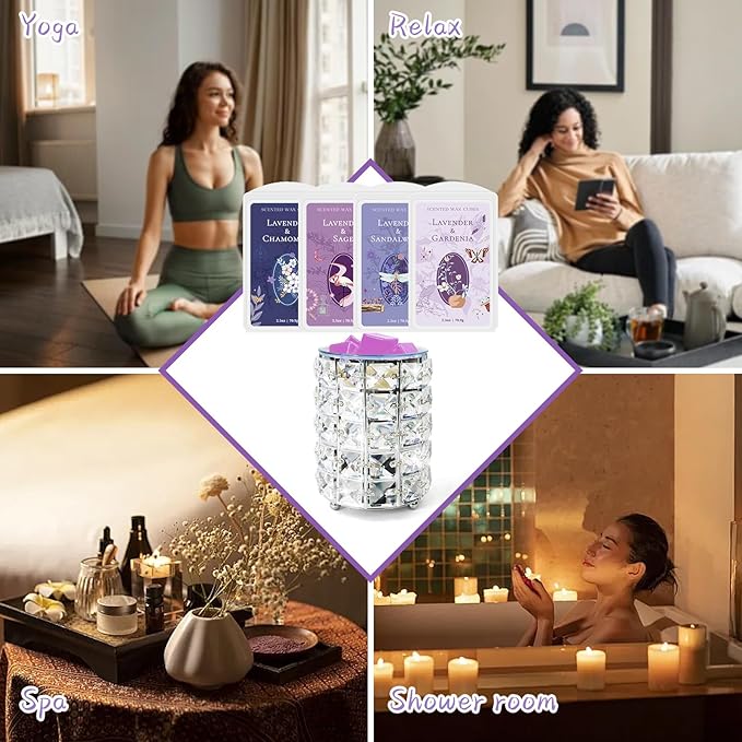 STRN Natural Soy Wax Melts with Essential Oils, Long-Lasting Aromatherapy Wax Cubes for Wax Warmers, Scents of Lavender & Gardenia, Sage, Chamomile, Sandalwood – 4x2.5oz for Home, Spa & Gifts