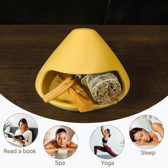 Palo Santo Holder Incense Burner-Unique Zongzi-Shaped Clay Smudge Bowl for Sage,Copal,and Stick Incense-Mini Chiminea Meditation Tool for Zen Decor for Energy, Yoga, Meditation & Aromatherapy
