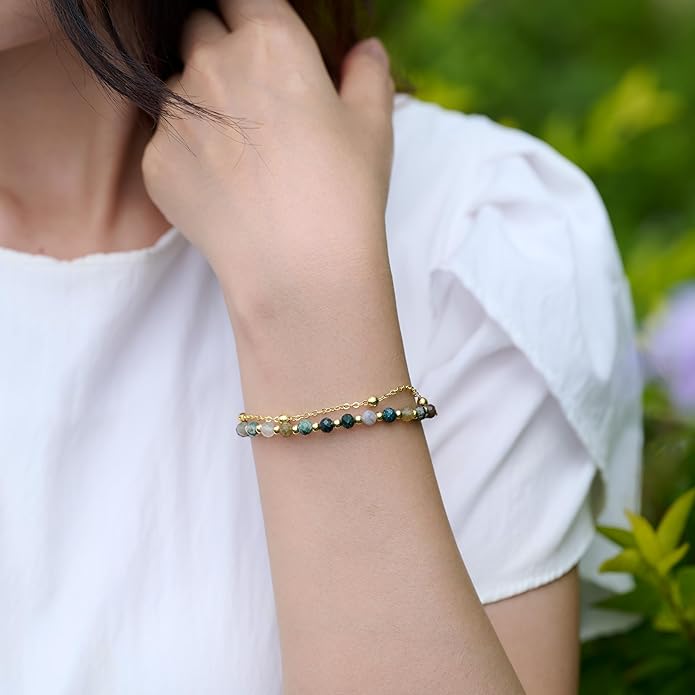 Farfume Crystal Bracelet Beaded Bracelets for Women 4mm Natural Stone Beads Gemstone Handmade Anxiety Jewelry Gifts