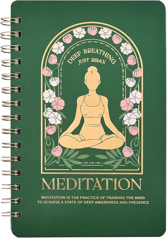 emmoolife Meditation Practice Training Yoga Record Planner,Daily Deep Breathing Relax Planners Home Decor for Women, Gifts Birthday Christmas Gift for Desk Accessories for Girls Green