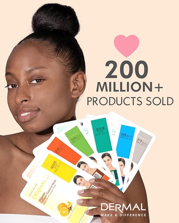 DERMAL Made in Korea Facial Mask – 20+ Years of Trusted K-Beauty, Premium Quality vs. Generic Chinese Masks, Best Value Sheet Mask for Daily Skincare – 24 Combo Pack