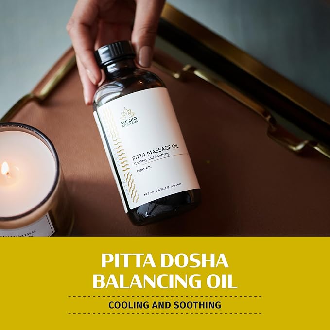 Kerala Ayurveda Cooling Herbal Massage Body Oil | Mind Calming Properties | Nourishes & Hydrates Skin | Indian Madder Root Rich | Ideal for Balancing Pitta Dosha | Tejas Oil - 6.8 Fl Oz