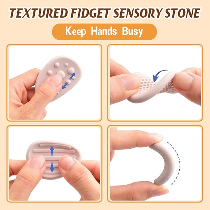 Fidget Toys Sensory Stones for Kids and Adults,6 PCS Texture Worry Stone for Anxiety Autism Teen Calm Down & ADHD Stress Relief,Quiet Fidgets for Classroom Small Prizes Gifts for Travel Toy