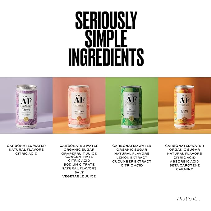 AF Drinks Non-Alcoholic Variety Pack | Alcohol Alternative Sparkling Cocktails with AFTERGLOW Botanical Warmth | Gluten-Free, Low-Calorie | 8.4 oz Cans (12-Pack)